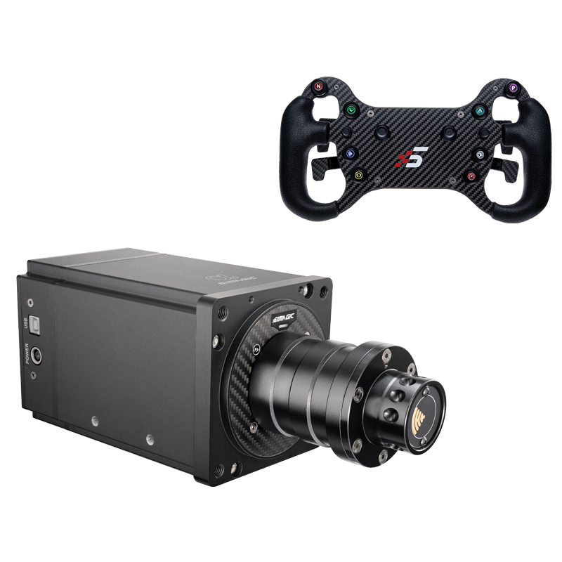 Alpha U Wheelbase without QR + GT4 Steering Wheel | Carbon Fiber | Shifter &amp; Clutch Paddles