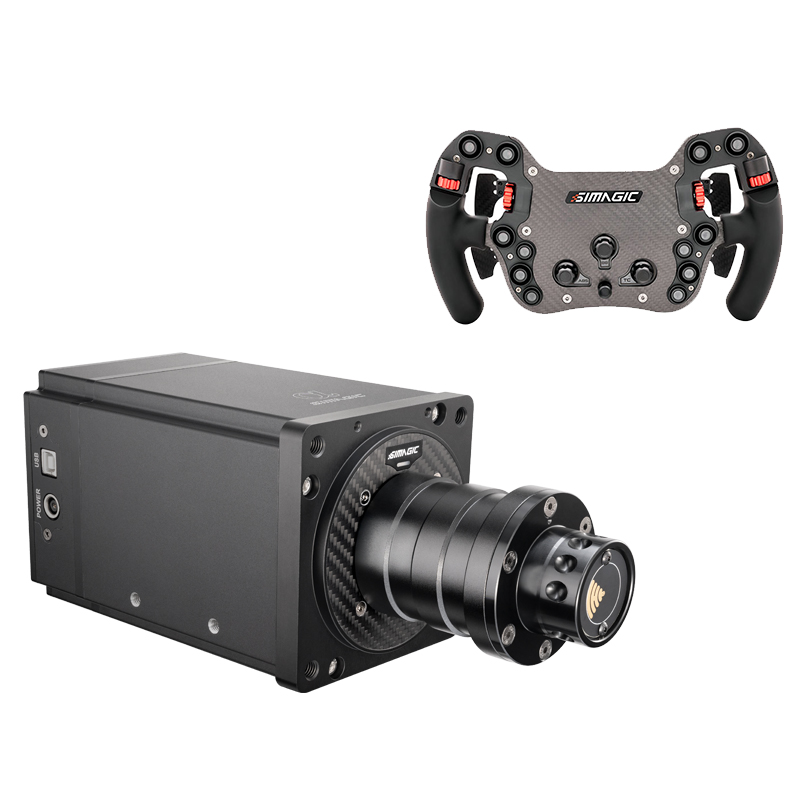 Alpha U Wheelbase without QR + FX Steering Wheel | Carbon Fiber | Shifter &amp; Clutch Paddles