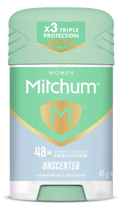Mitchum Triple Odor Defense 48HR Protection Antitranspirante y desodorante sin perfume 41 g, para mujeres, 1 unidad